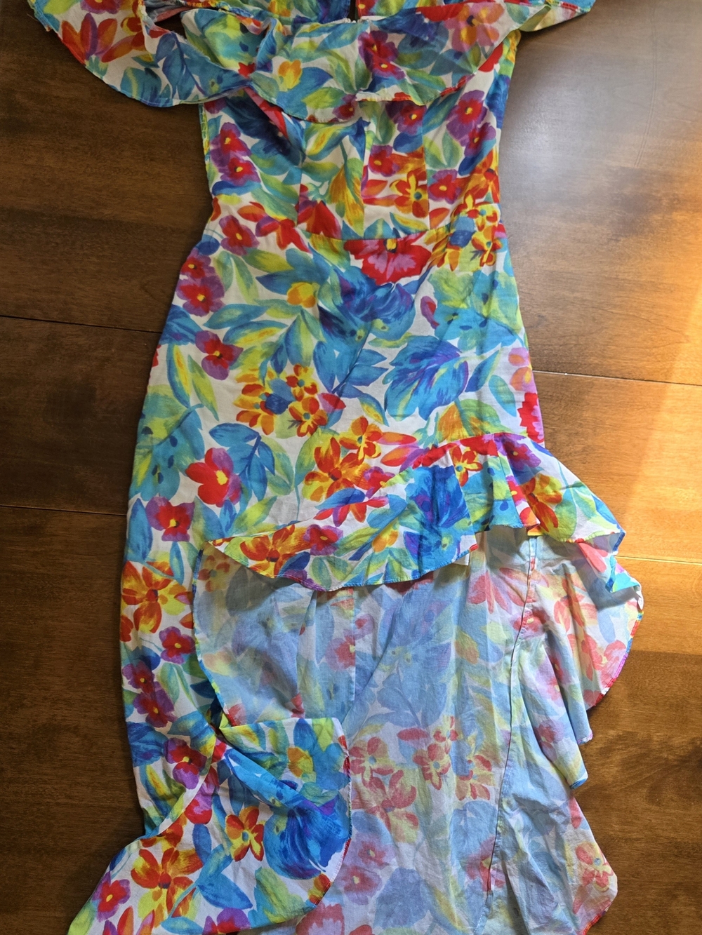 Amanda Uprichard Floral Off Shoulder Ruffle Dress XS Tropical Multicolor